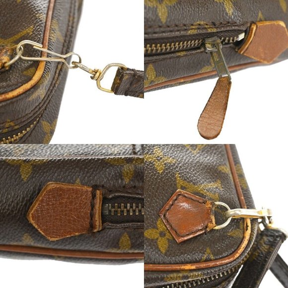 Authentic LOUIS VUITTON Danube Shoulder Bag Monogram Leather Brown - Picture 14 of 16